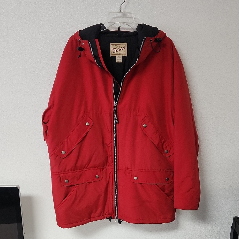 Woolrich Red Hooded Raincoat for Men